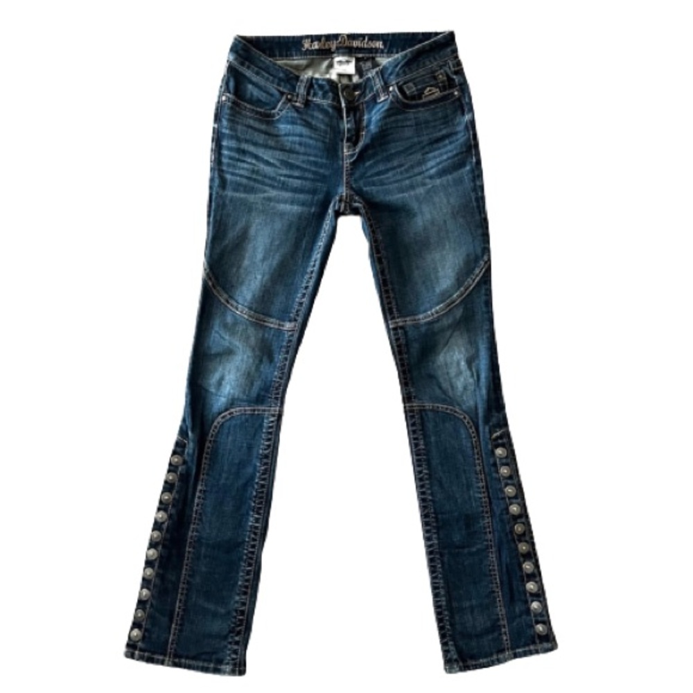 FINAL SALE Harley Davidson Women’s Blue Jeans Size 6 Snap Leg Bootcut